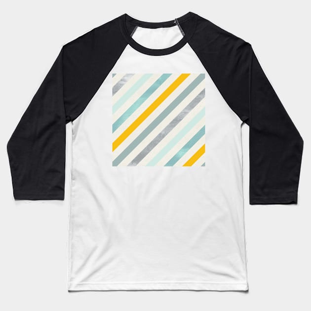 Diagonal Stripes in Blue Silver and Gold Baseball T-Shirt by greenoriginals